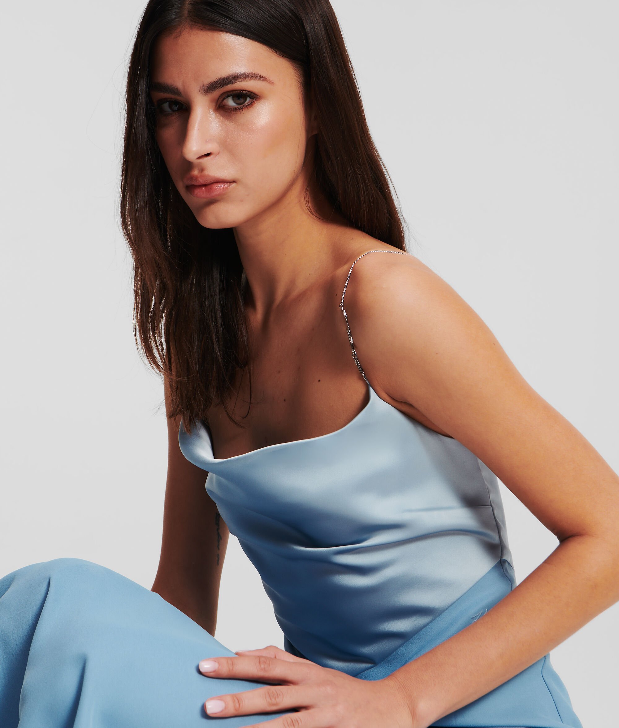 (image for) Exemplary Cowl Neck Satin Midi Dress